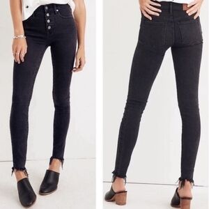 Madewell 10" High-Rise Skinny Jeans  raw hem 32 Washed Black